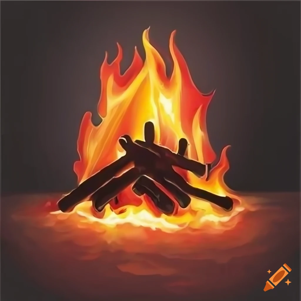 realistic campfire drawing