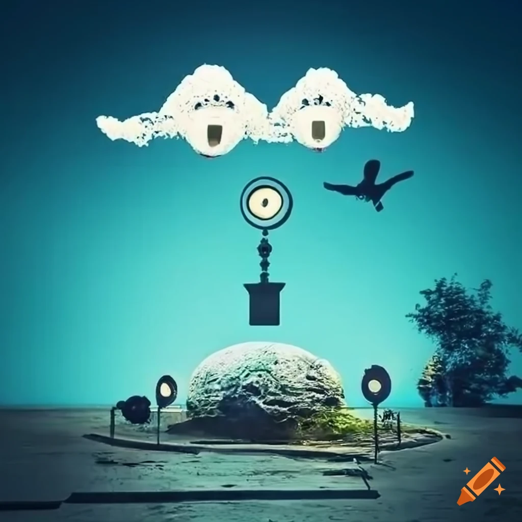 surreal urban park with magic design elements