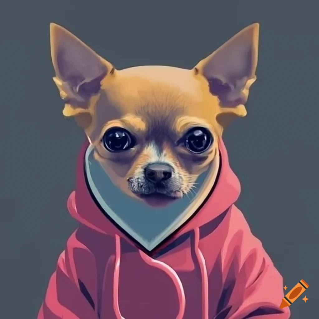 chihuahua wearing a hoodie