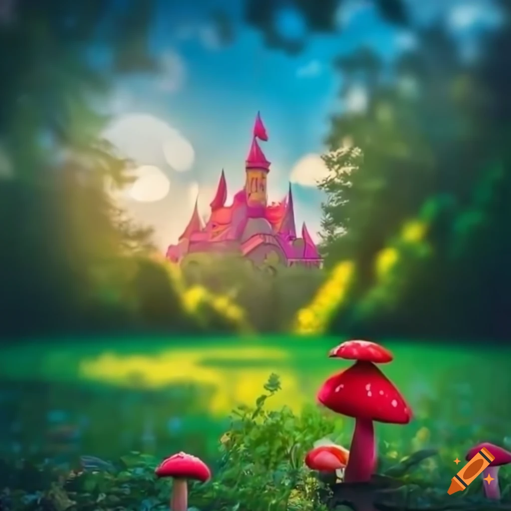Princess Peach castle with a lovely landscape