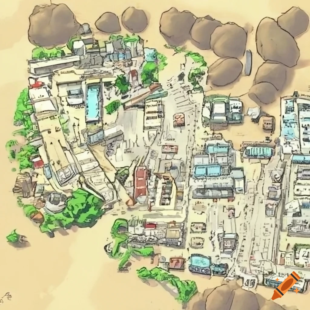Town map illustration on Craiyon