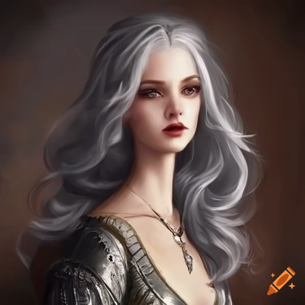 portrait of a queen with silver hair