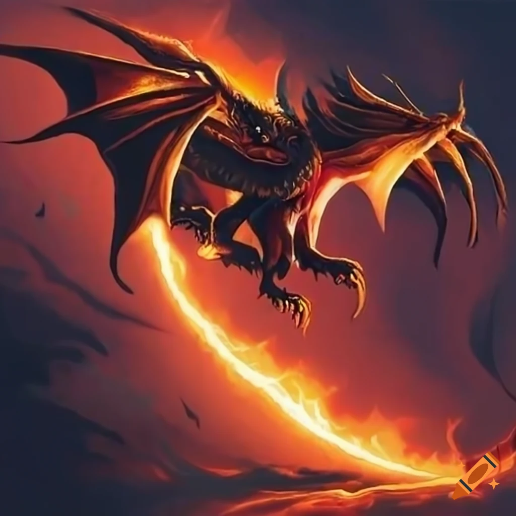 dragons breathing fire while flying