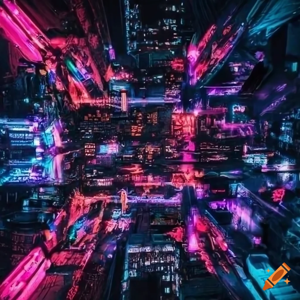 Cyberpunk Cityscape With Neon Lights On Craiyon 9333