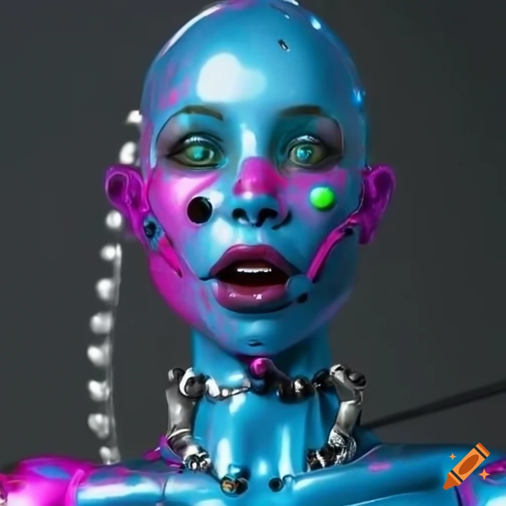 Candy-coated cyborg artwork