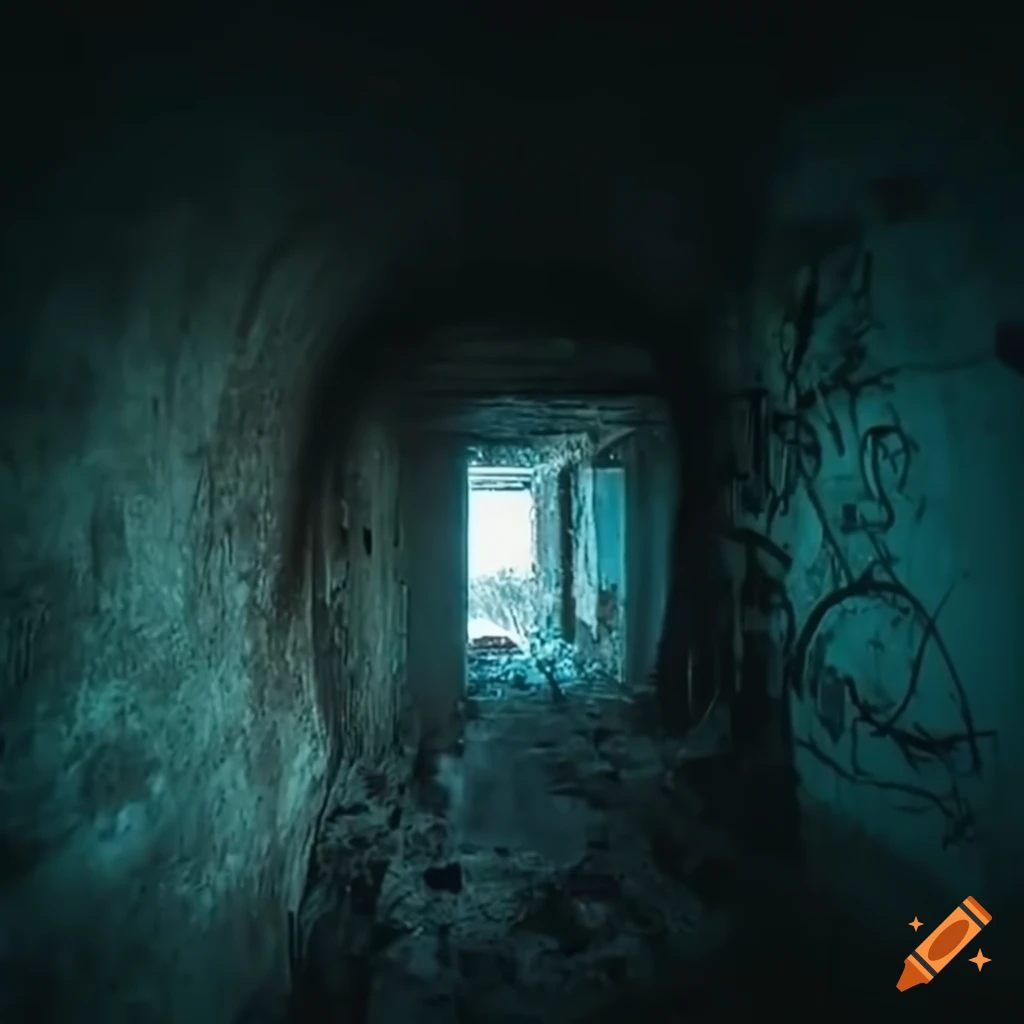 Inside view of an abandoned wwii bunker on Craiyon