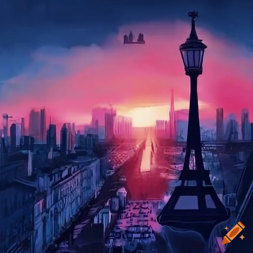 Sunset view of Paris on Craiyon