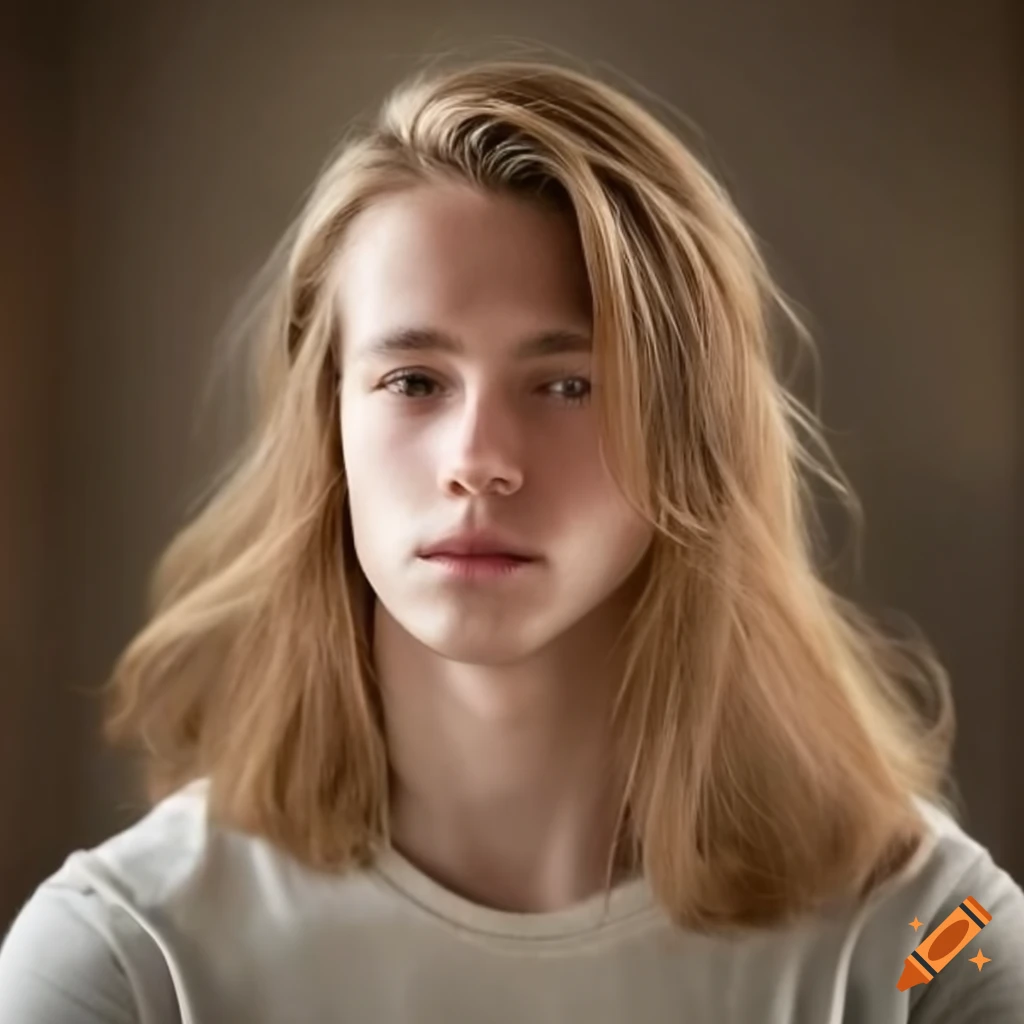 relaxed portrait of a young adult with blond long hair