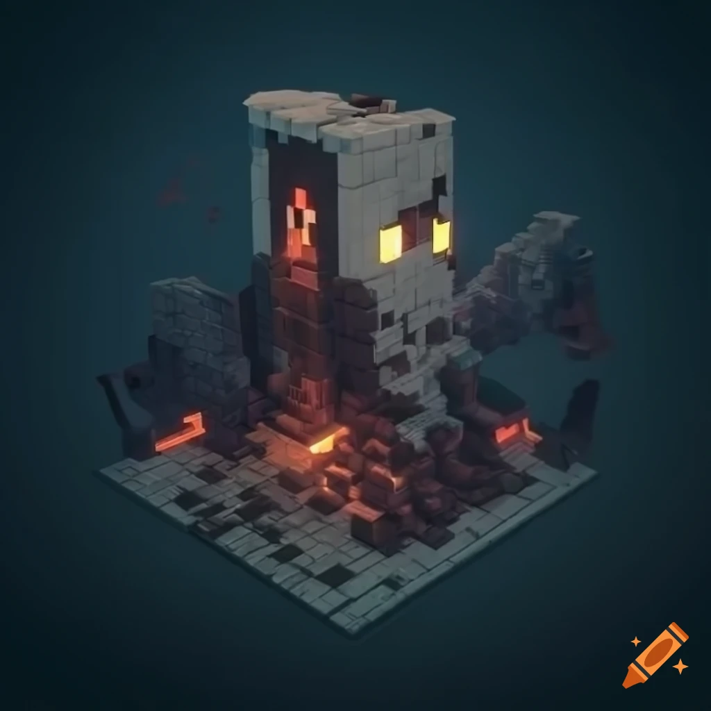 Isometric Kitbash Minecraft whimsical factory on Craiyon