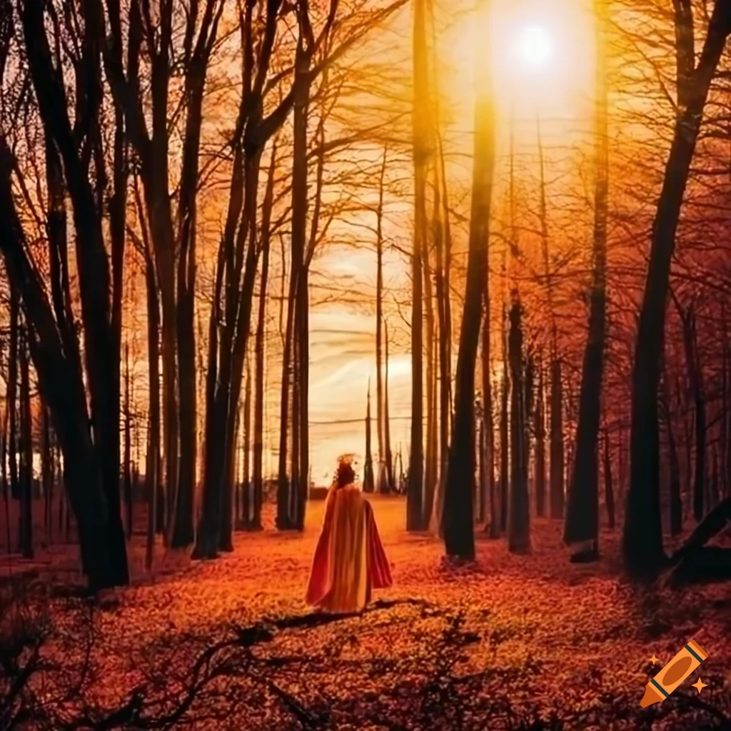 sunset with Jesus appearing in the sky
