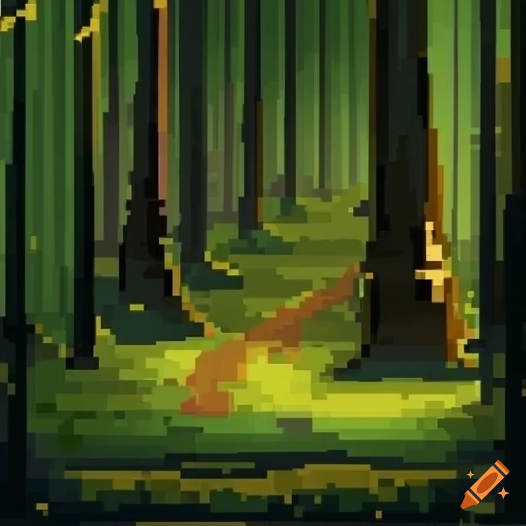 pixel art of a forest trail