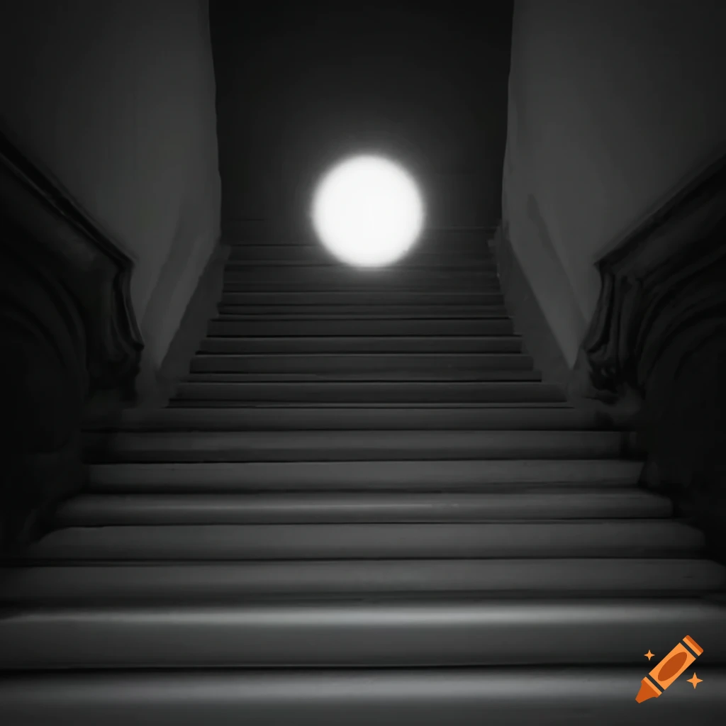 mysterious floating orb of light on stairs