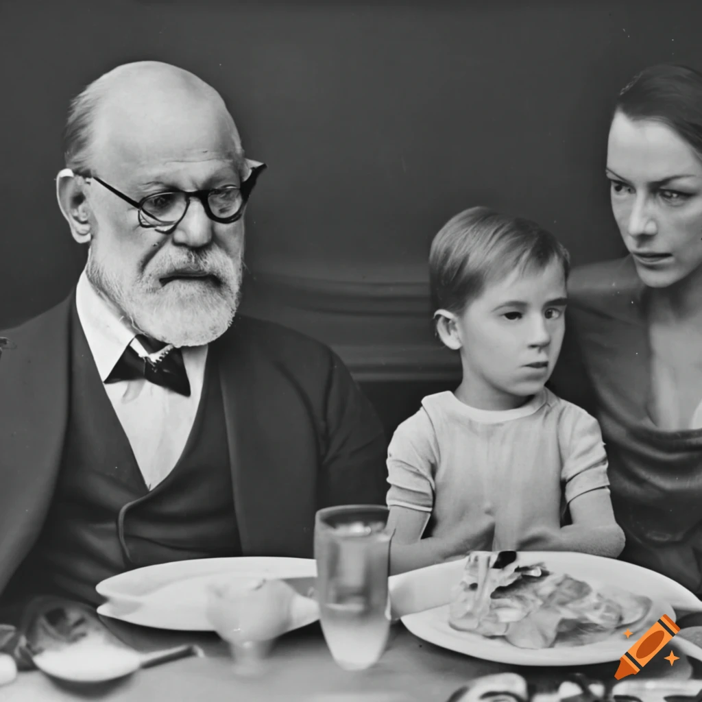 Image of sigmund freud dining with a young family on Craiyon