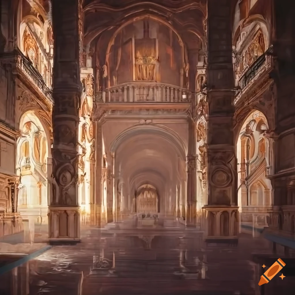 interior of a palace with advanced machinery
