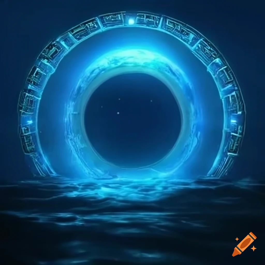 stargate emerging from the depths of the sea