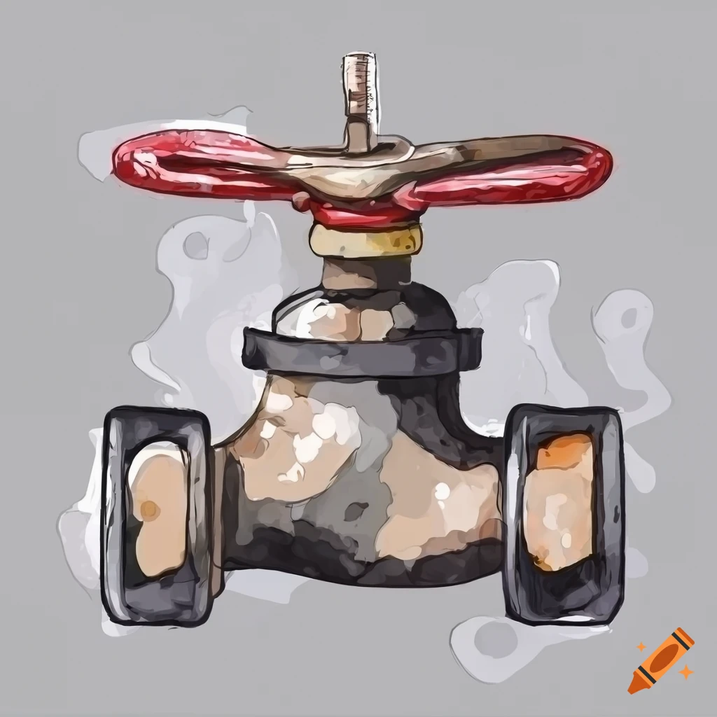 watercolor illustration of a plumbing cut off valve