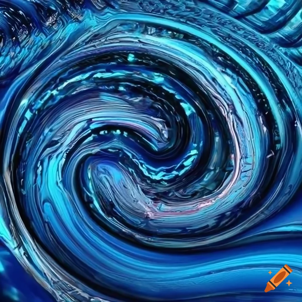 blue swirling patterns resembling ocean waves and data packets