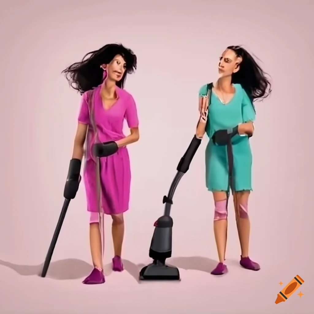 women cleaning with vacuum cleaners