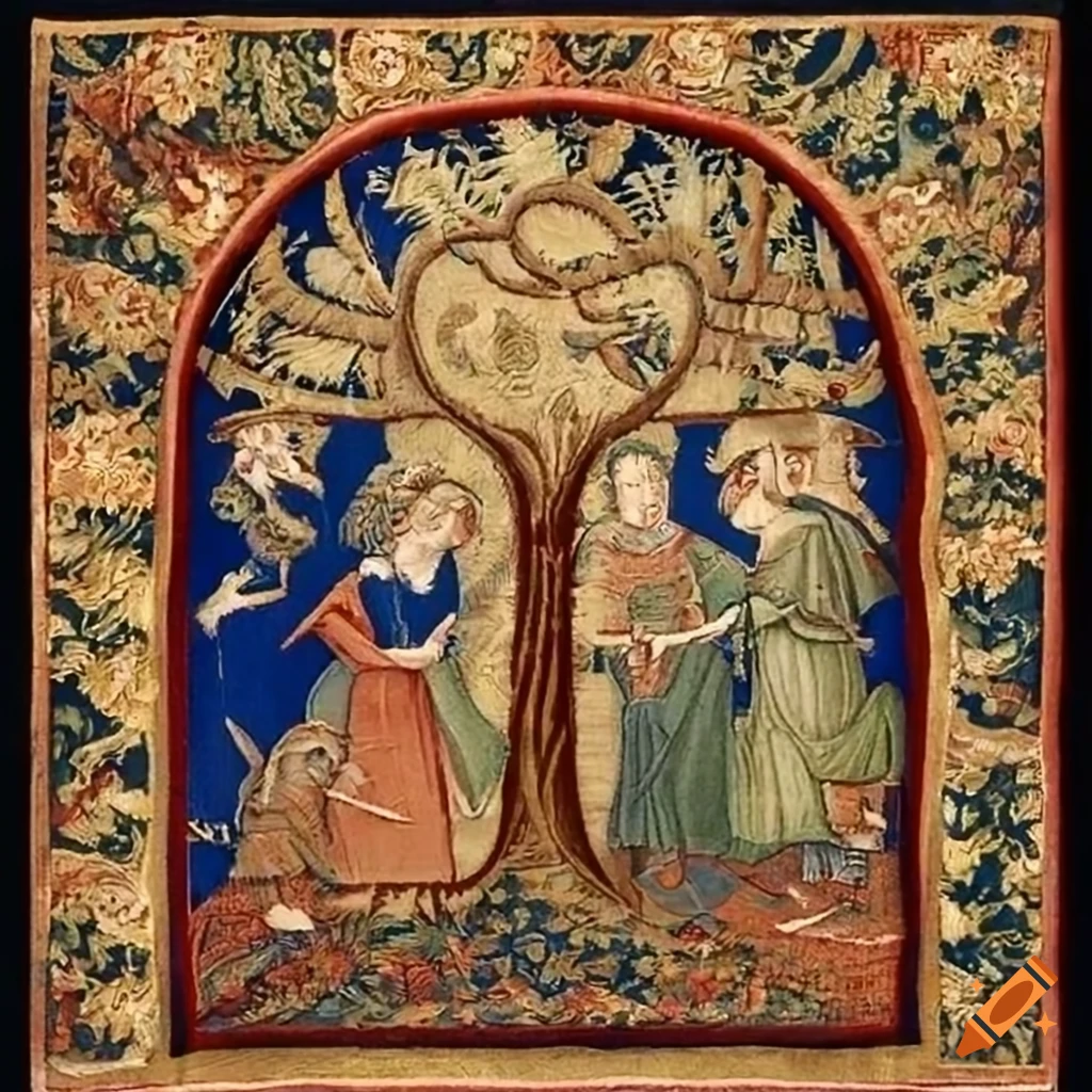 medieval tapestry of a tree