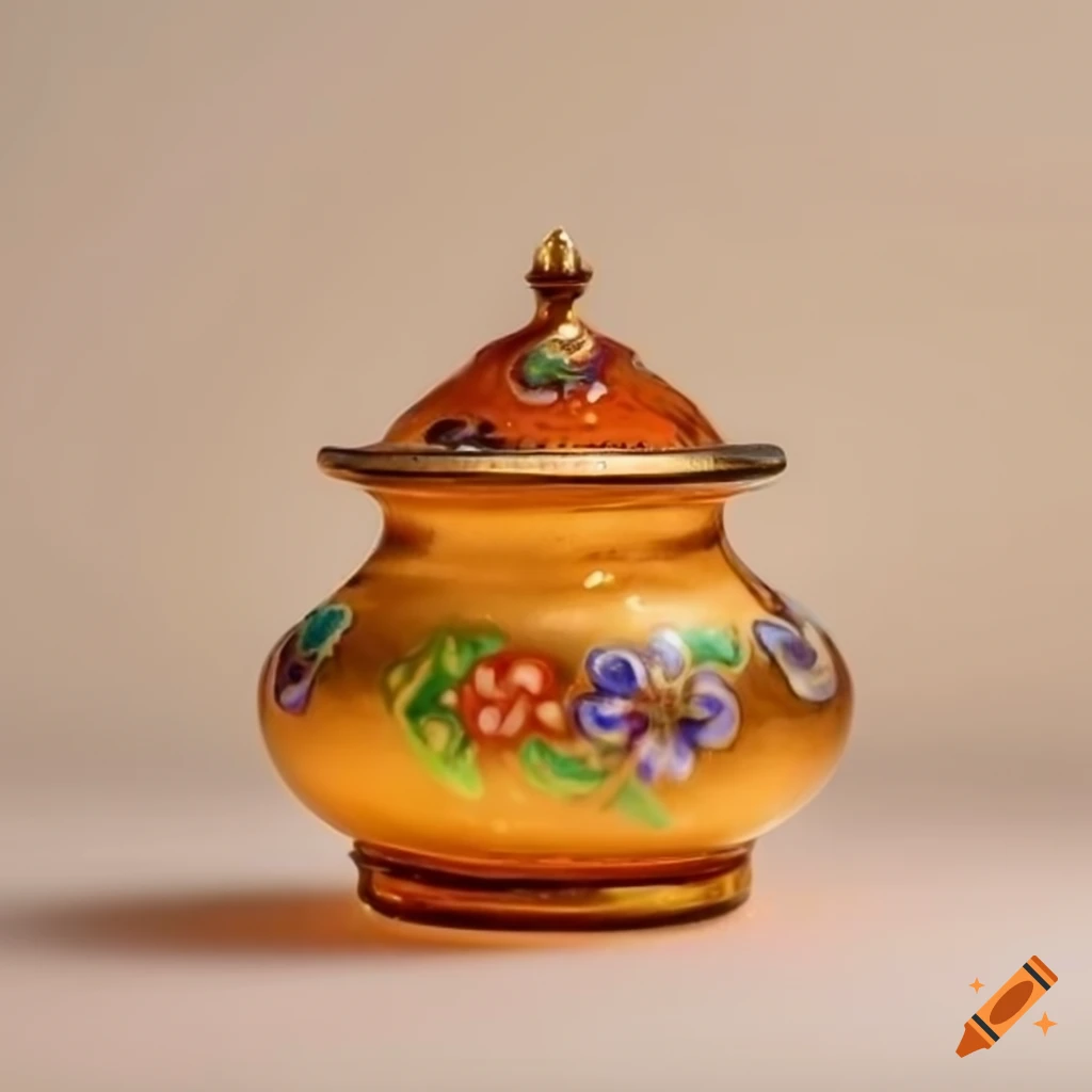 Closeup of a handpainted cloisonné candy dish on Craiyon