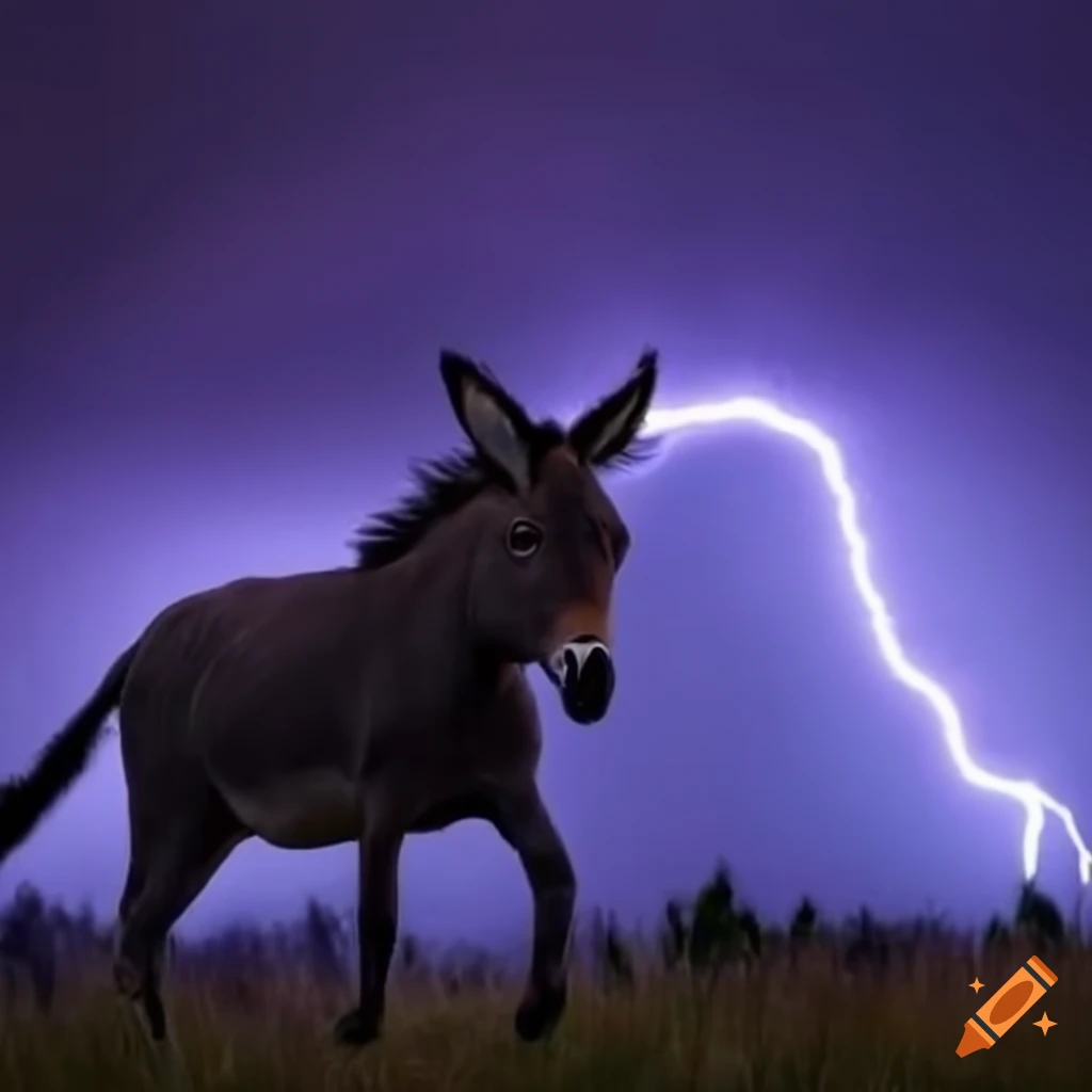 artwork of a donkey with lightning