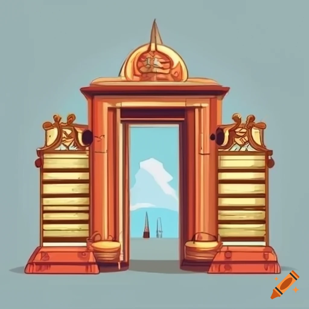 Cartoon-style gate entrance