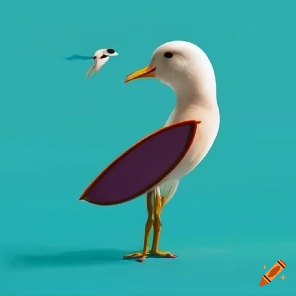 Surfing sea bird with sunglasses on Craiyon image.