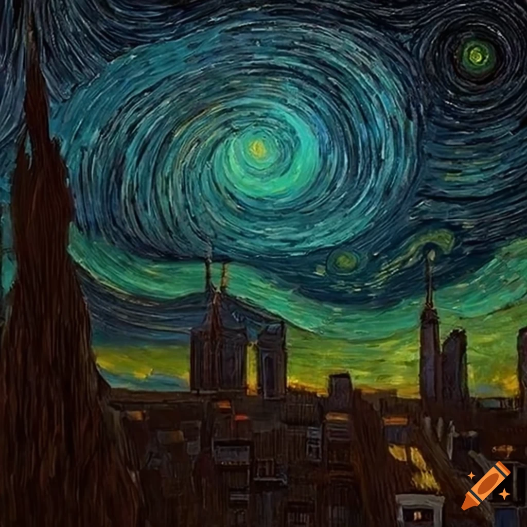 Captivating cityscape under starry night sky on Craiyon