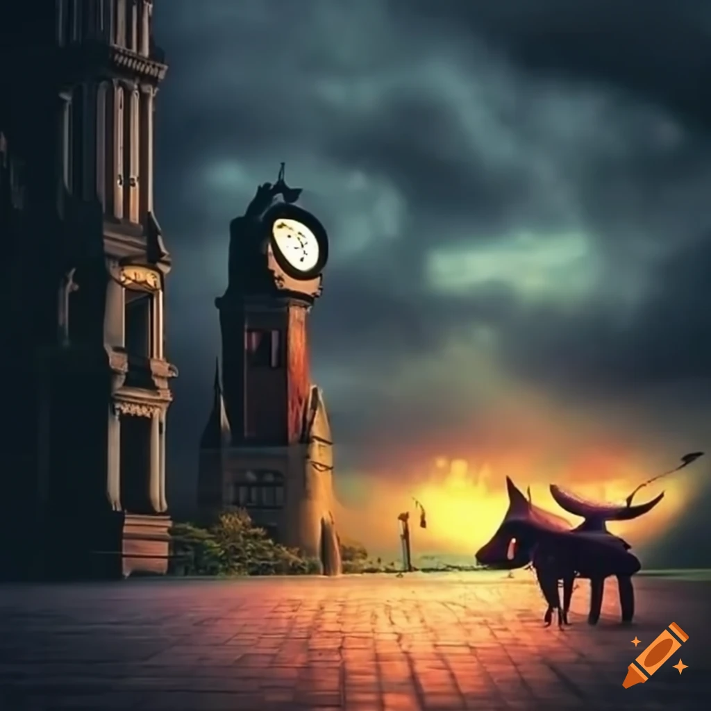 surrealist urban park with magical elements