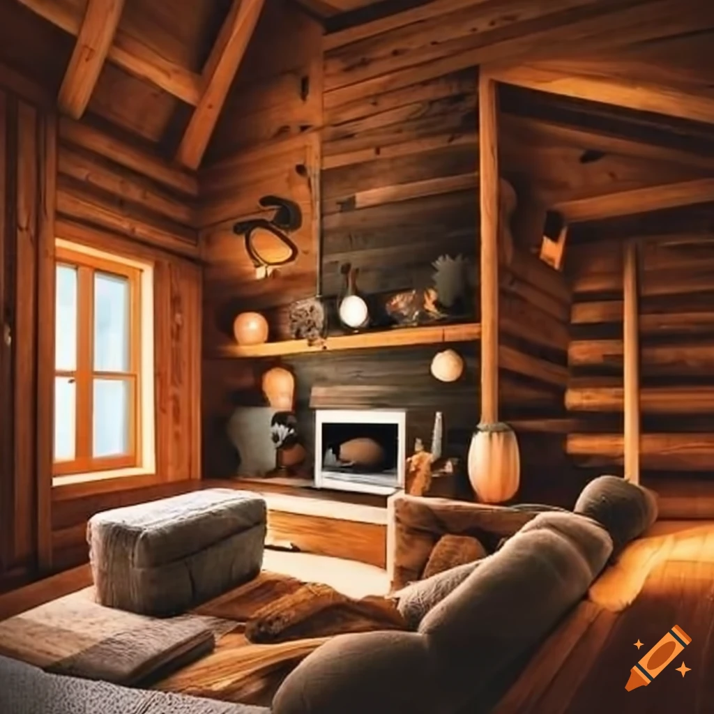 cozy winter wood cabin interior