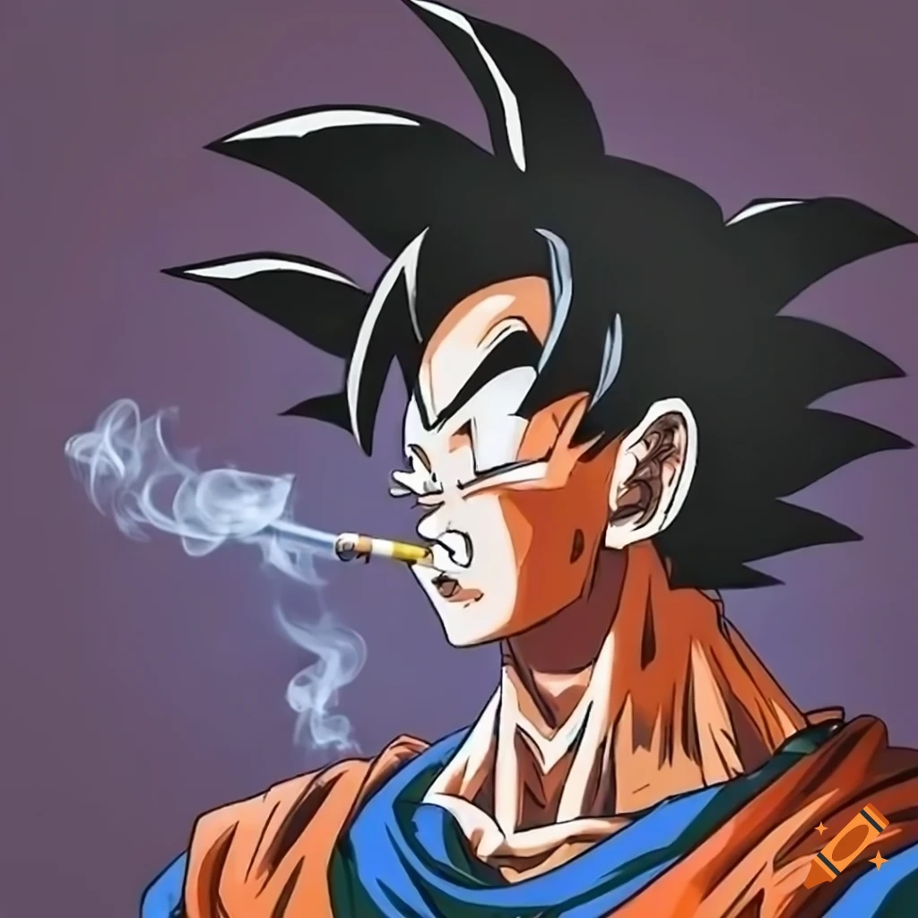 Illustration of goku smoking