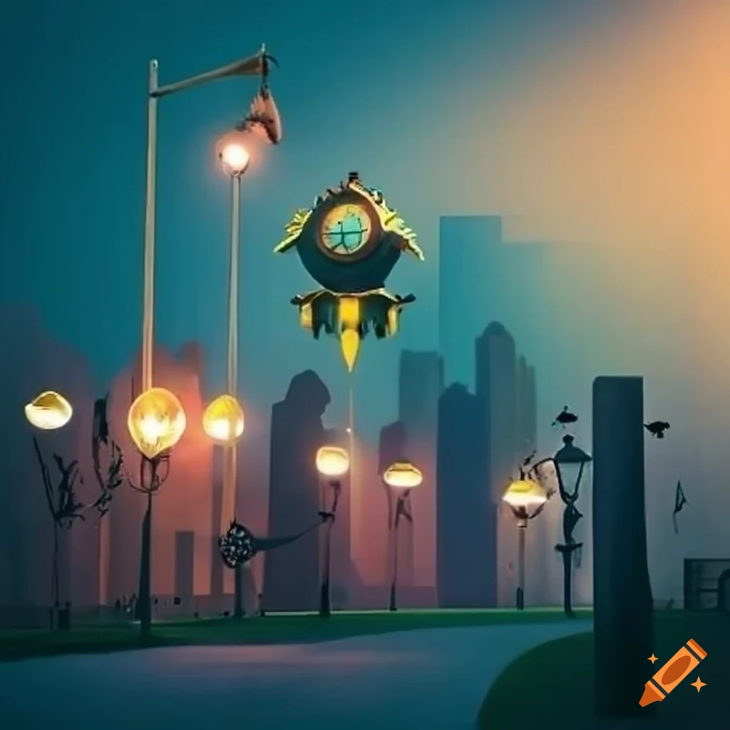 surreal urban park design with magical elements
