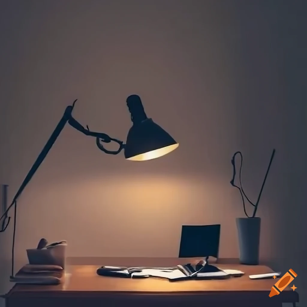 man writing at a desk in a dimly lit room