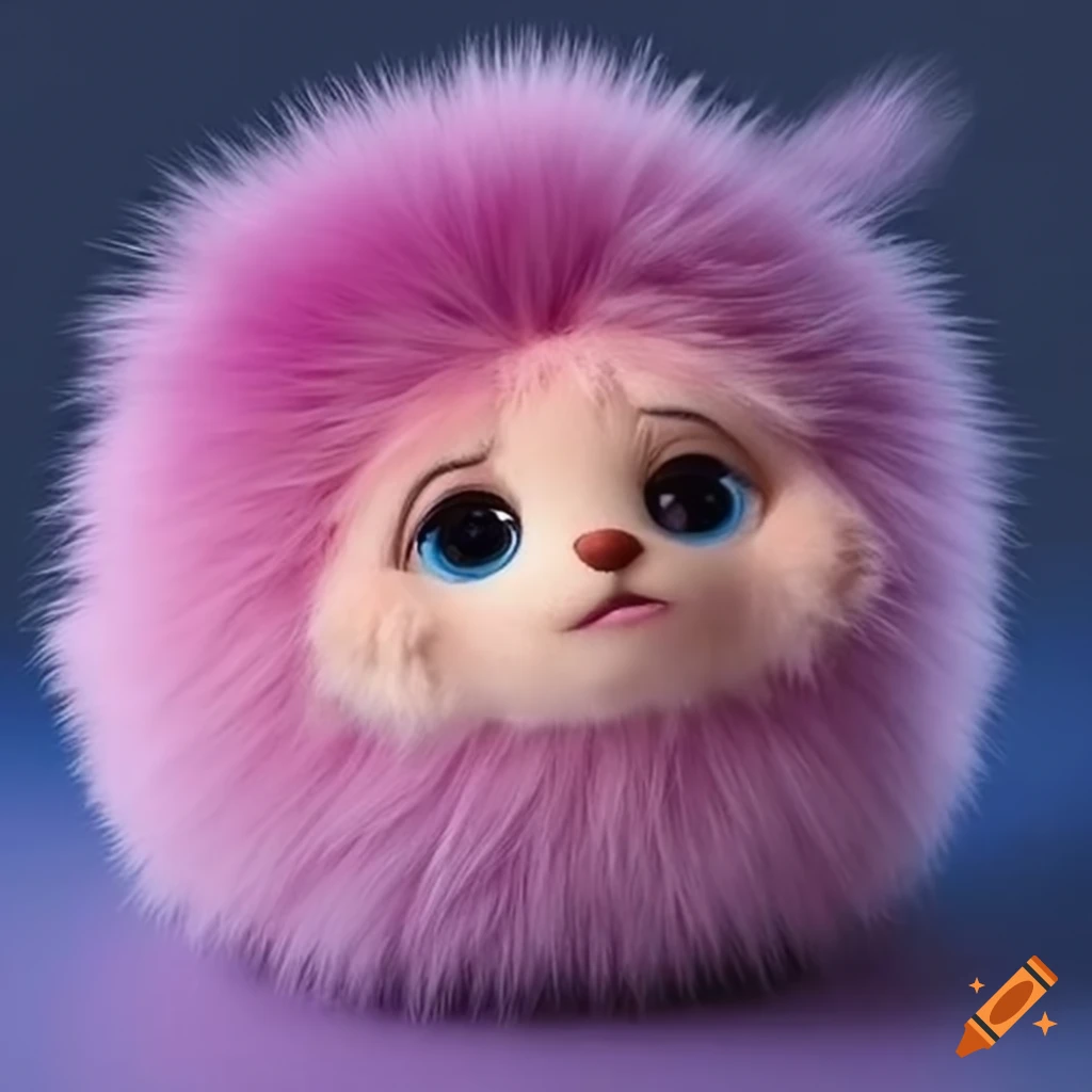 Fluffy cute fur ball on Craiyon
