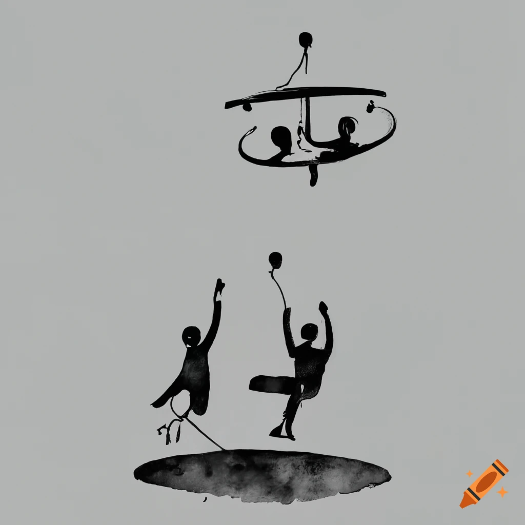 pictogram of people playing with spinning tops