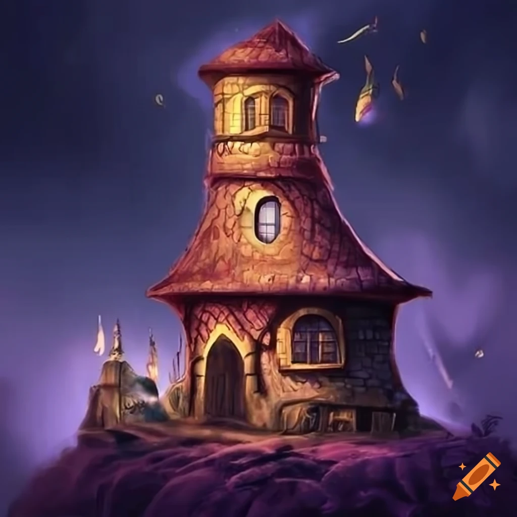 Cozy wizard tower on Craiyon