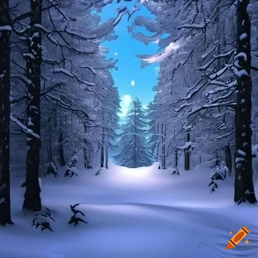 winter landscape of a snowy forest