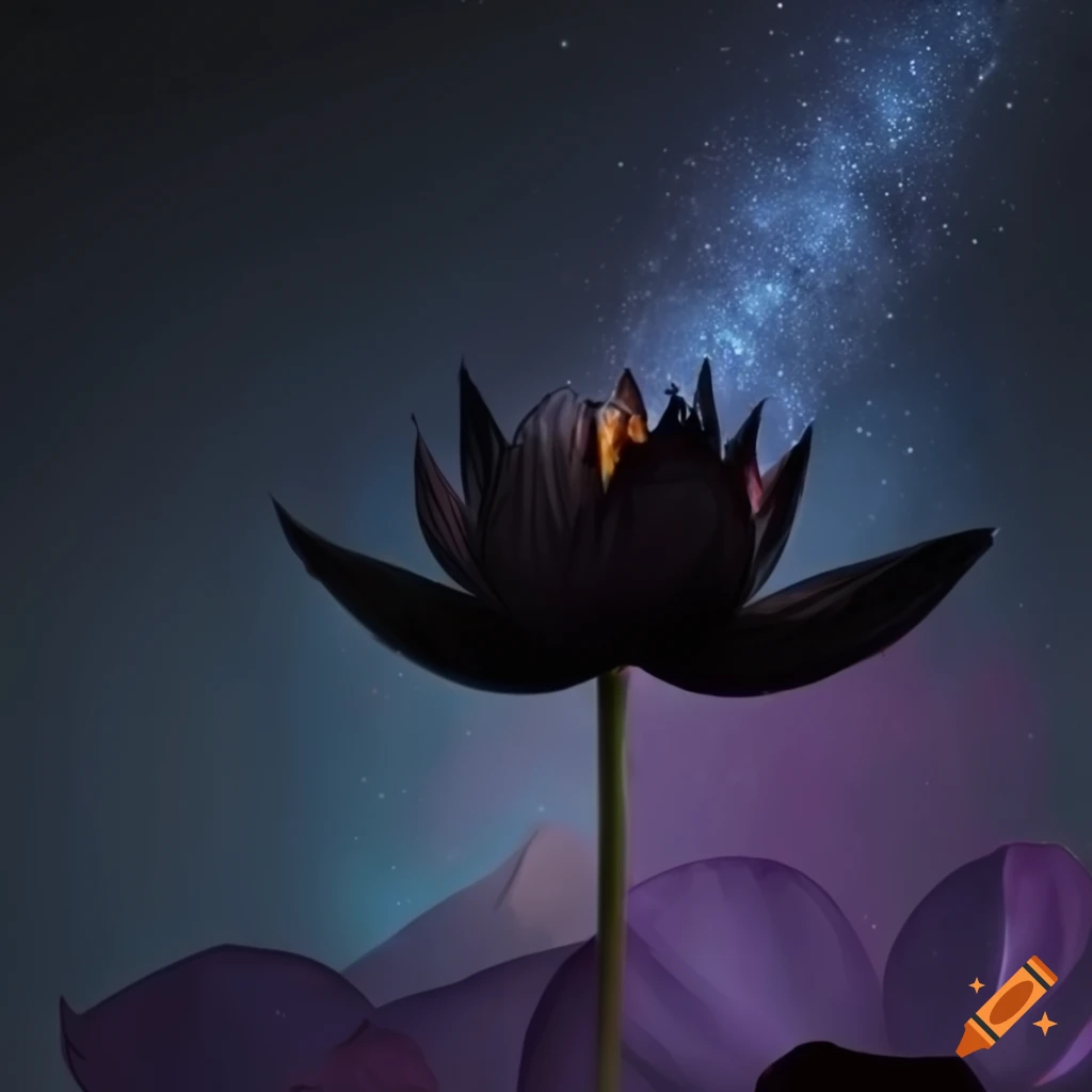 starry night with flying frogs and black lotus