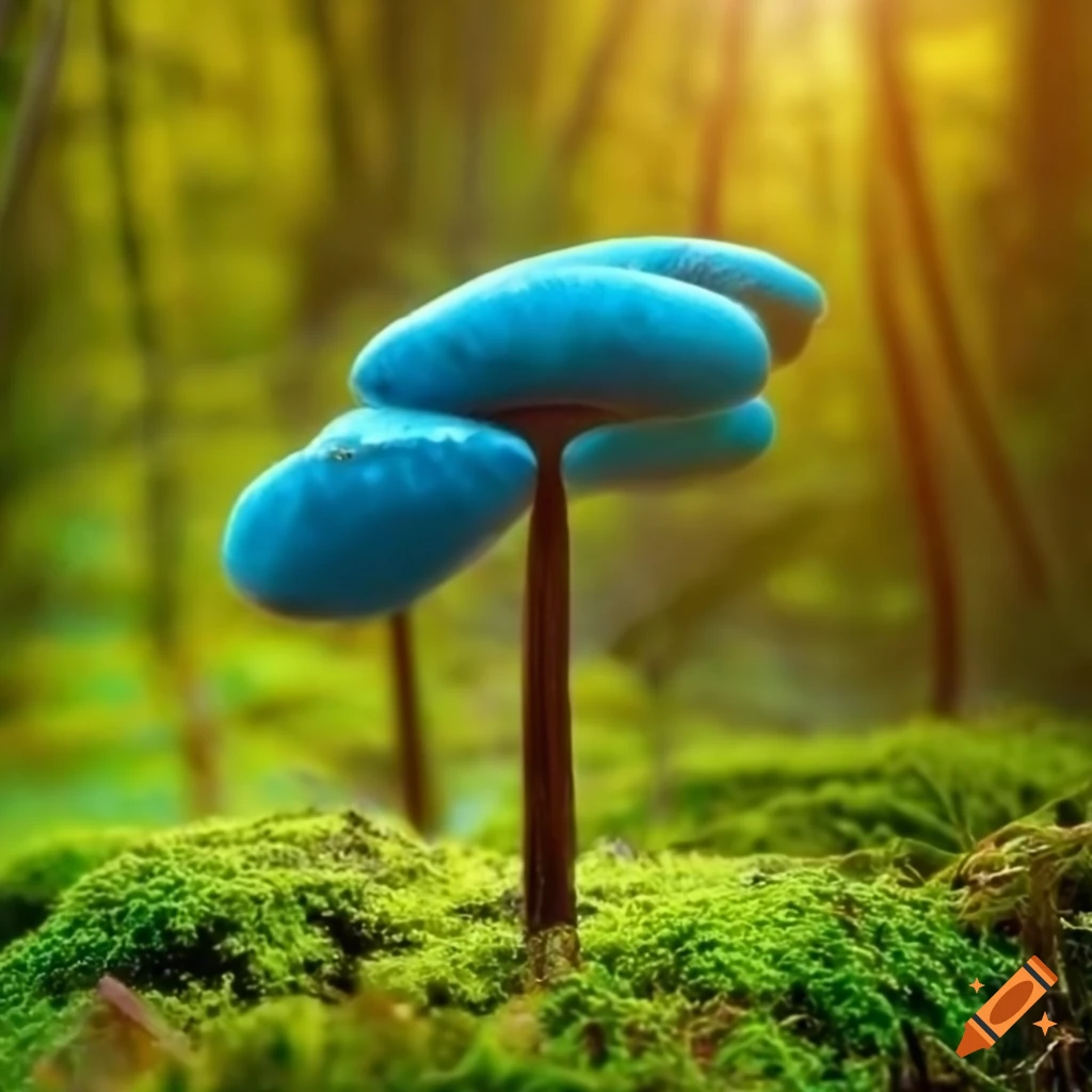 photo of a tall blue plant in a forest