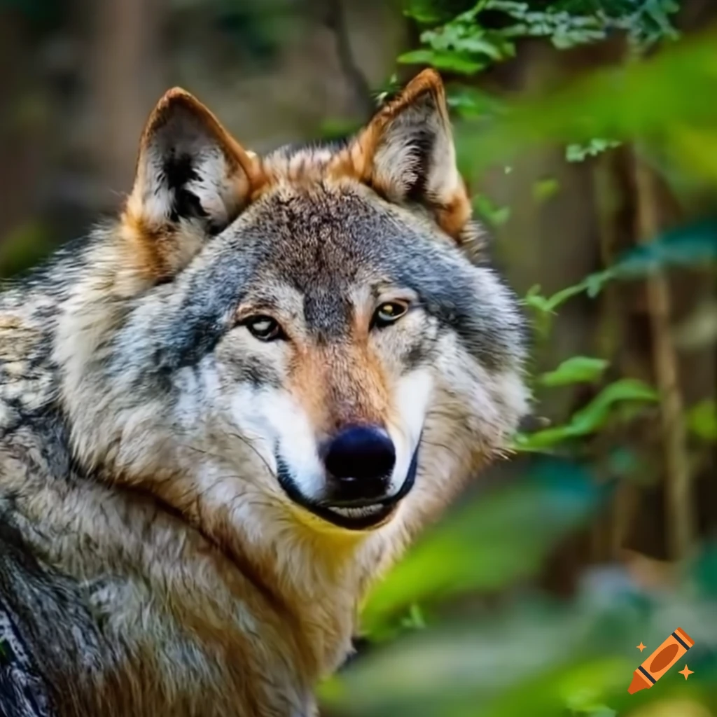 gray wolf in a forest