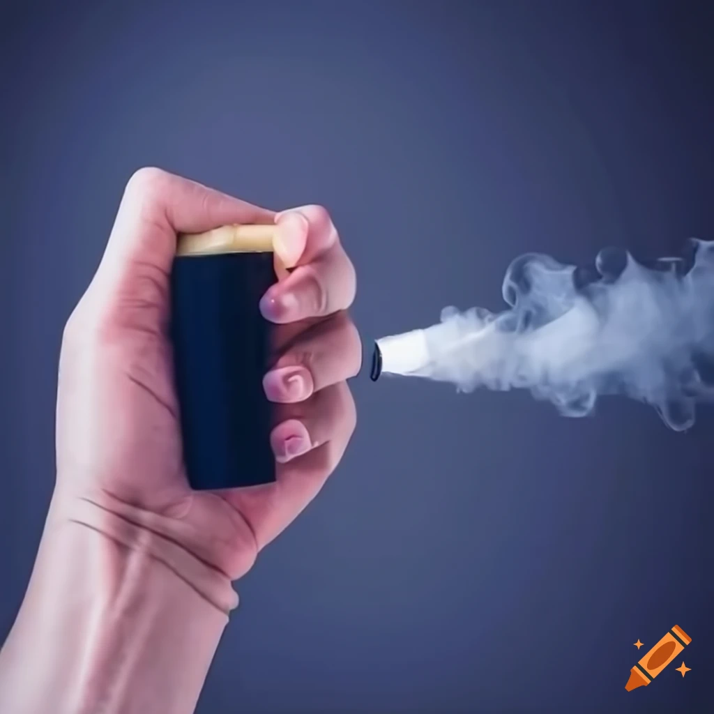 man holding a disposable vape and exhaling vapor