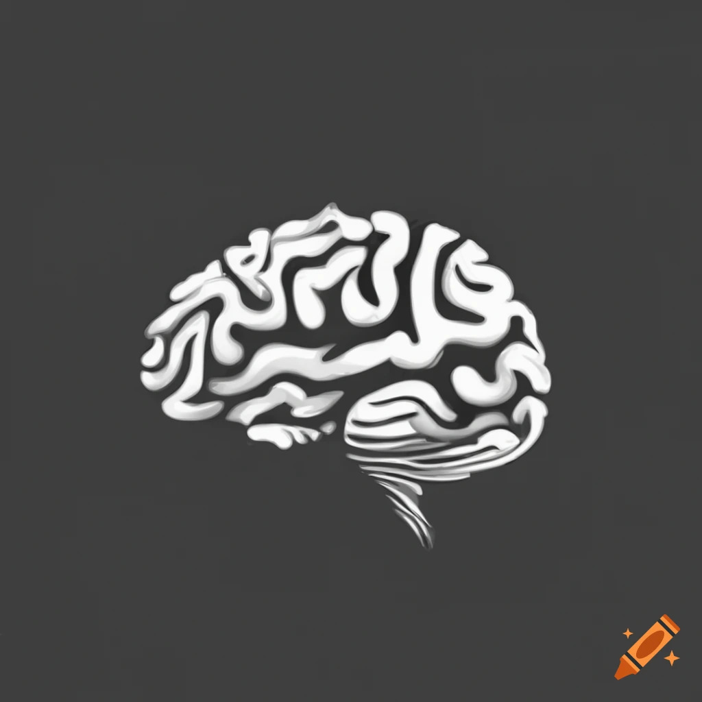 Black and white brain logo representing the power of thoughts on Craiyon