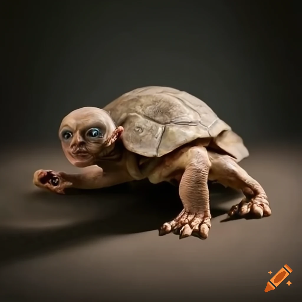 satirical image of Gollum as a turtle
