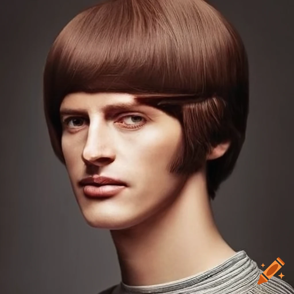 portrait of a man with a 60s brown mop-top haircut