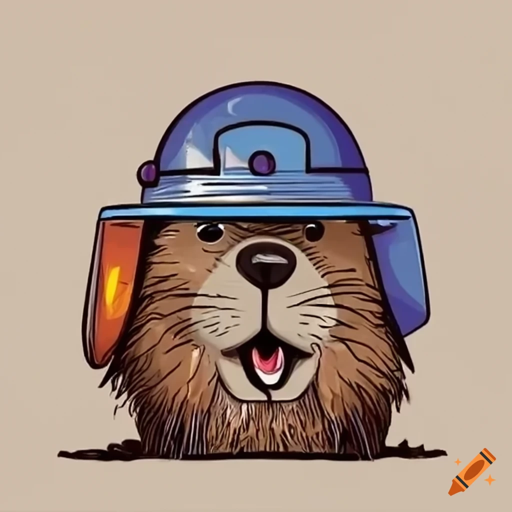 funny image of a beaver mowing lawn