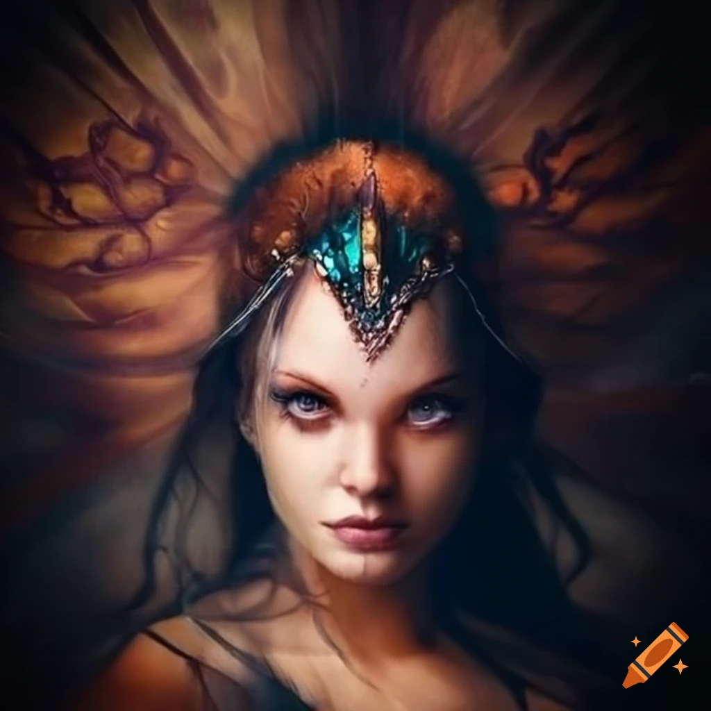 Portrait of a fierce fairy warrior on Craiyon