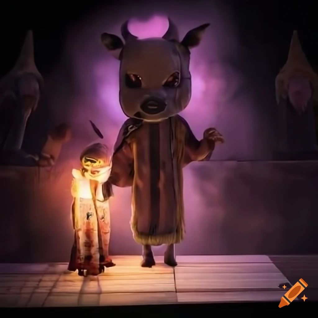 Hyper realistic animal crossing characters in a ritual on Craiyon