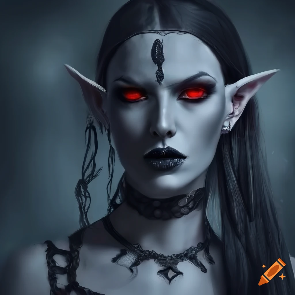 portrait of a dark elf warrior in a gloomy night