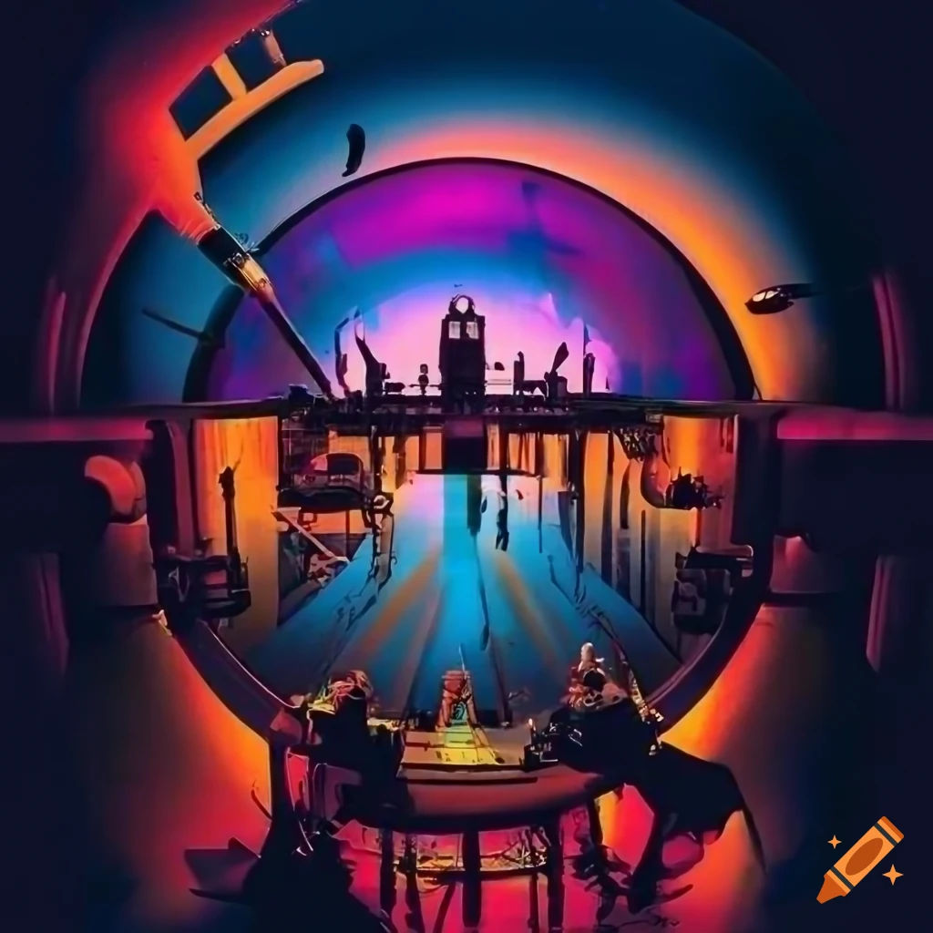 colorful concert tour poster for Schäublin 70 lathe group
