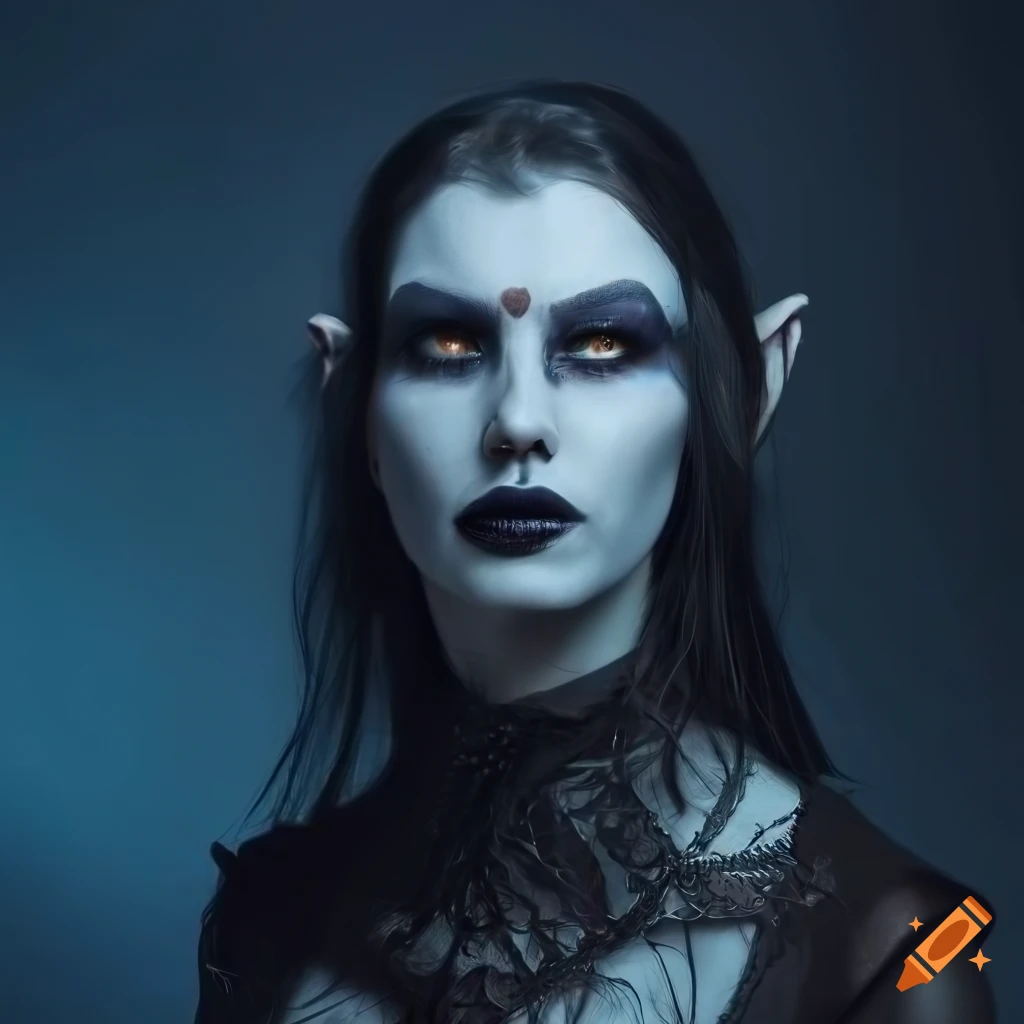 portrait of a fierce dark elf warrior